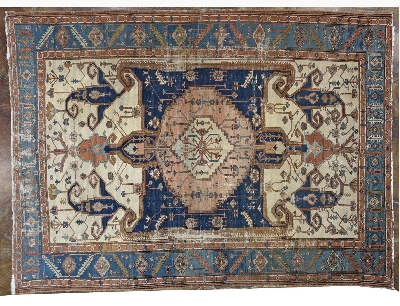 Damaged rug before restoration